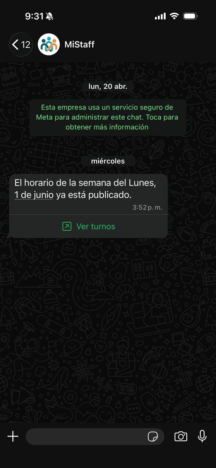 Notificación de turno por WhatsApp